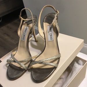 Jimmy Choo Heels - Silver Strap Sandal Heels